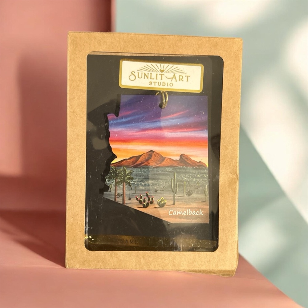 Sunlit Art Studio Camelback Scenic Ornament - Sunset Colors